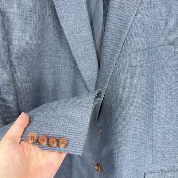 Lauren Ralph Lauren Men 50R Suit Jacket Blazer Sport Coat Blue Linen Career Work - Picture 2 of 11